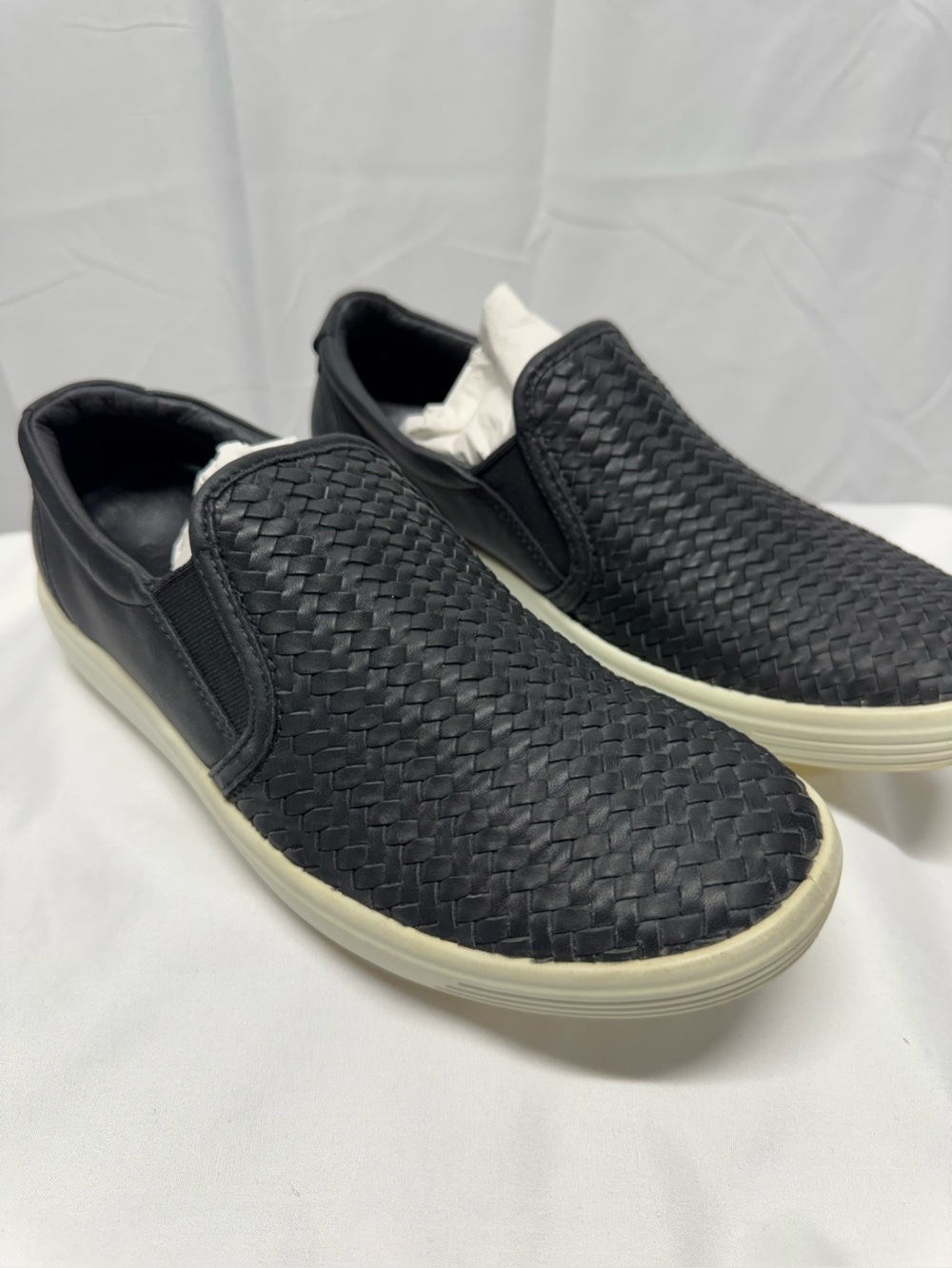 ECCO Soft Seven Woven Slip-On Sneakers Ombre Navy Nubuck Women’s Size 8.5